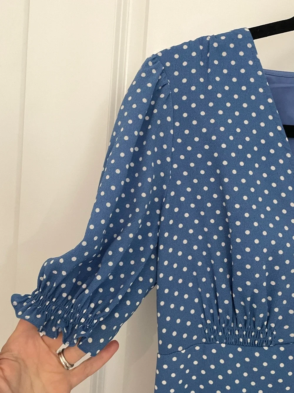 Kate Spade New York Tea Garden Dot Dress Blue Luxury Polka Dot Fit & Flare.   21